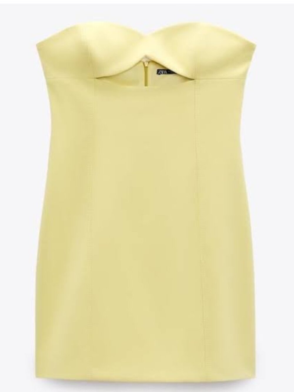 Zara Strapless Cut-Out Yellow Mini Dress